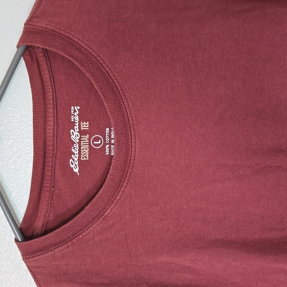 Eddie Bauer Maroon Long Sleeve Essential Tee 100% Cotton Size Large - Picture 3 of 5